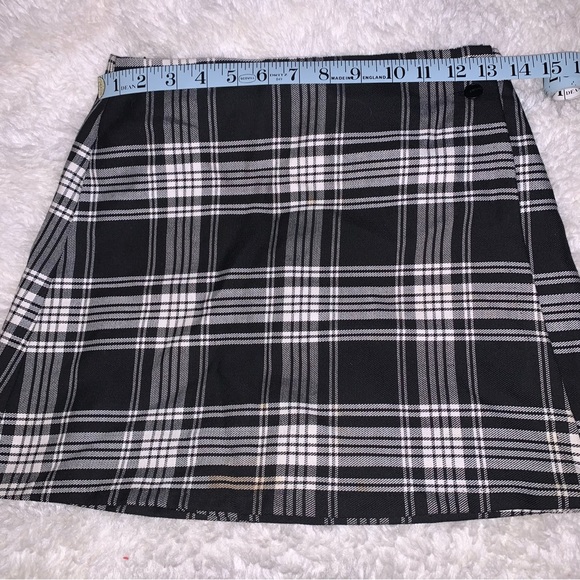 Vintage skirt black and white tartan plaid wrap style xs/s mini - Picture 11 of 11